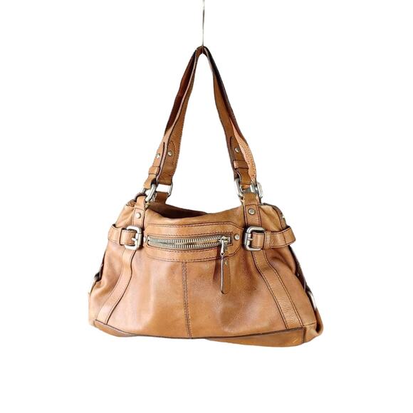 Fossil Womens Fifty Four Amanda Satchel Shoulder Bag Leather Handbag Tote Brown - Picture 1 of 9